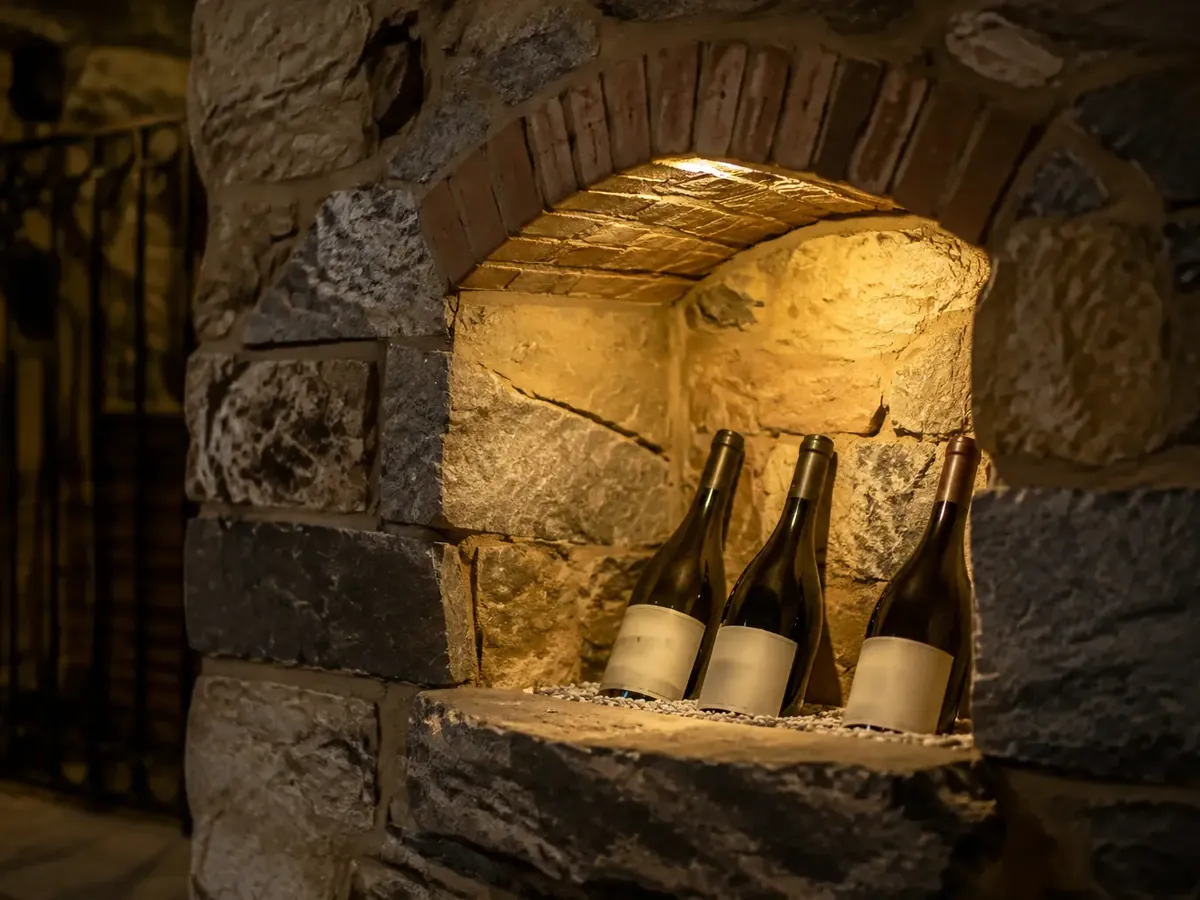 Stone alcove in an underground wine cellar