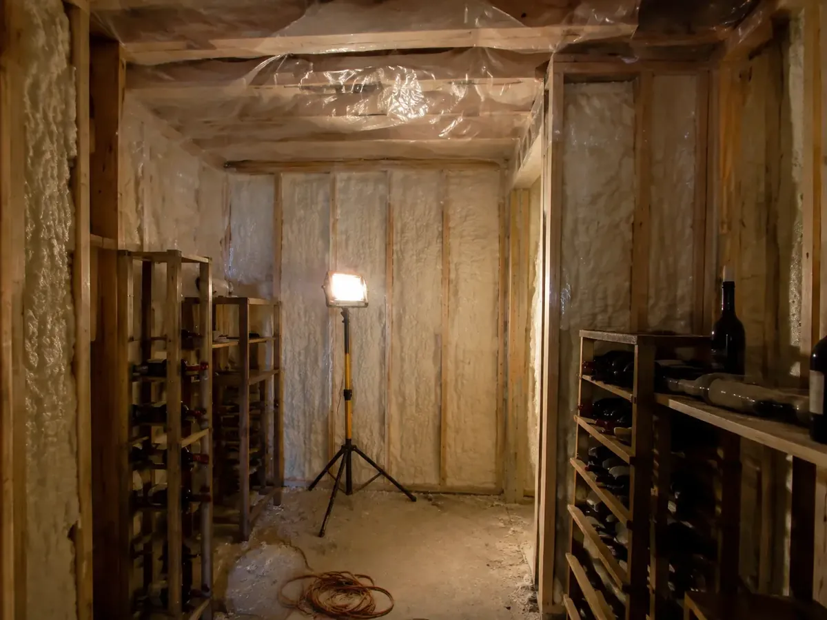 Spray foam and vapour barrier in a basement conversion